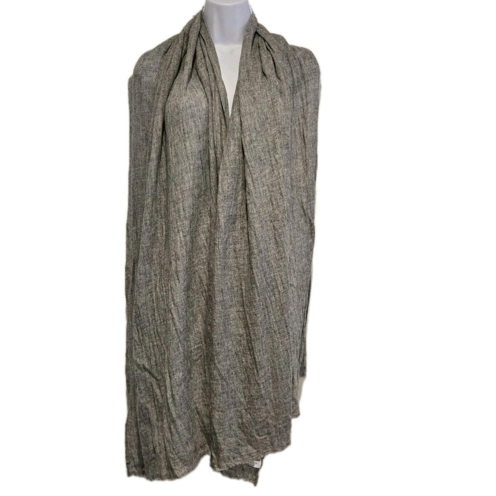 100% Cashmere Scarf Shawl Made in Nepal Gray Woven Long Rectangular 27' X 78" - Picture 1 of 8
